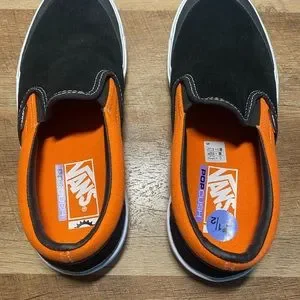 国内配送 VANS SLIP ON BLACK/ORANGE Vans Slip-On 